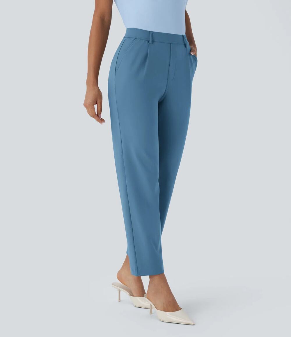 Halara High Waist Ankle Length Tapered Office Stretch Work Pants Light Azure XS